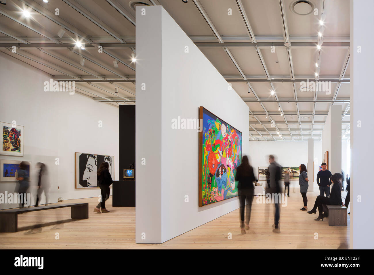 Gallery space with freestanding partition wall. Whitney Museum of
