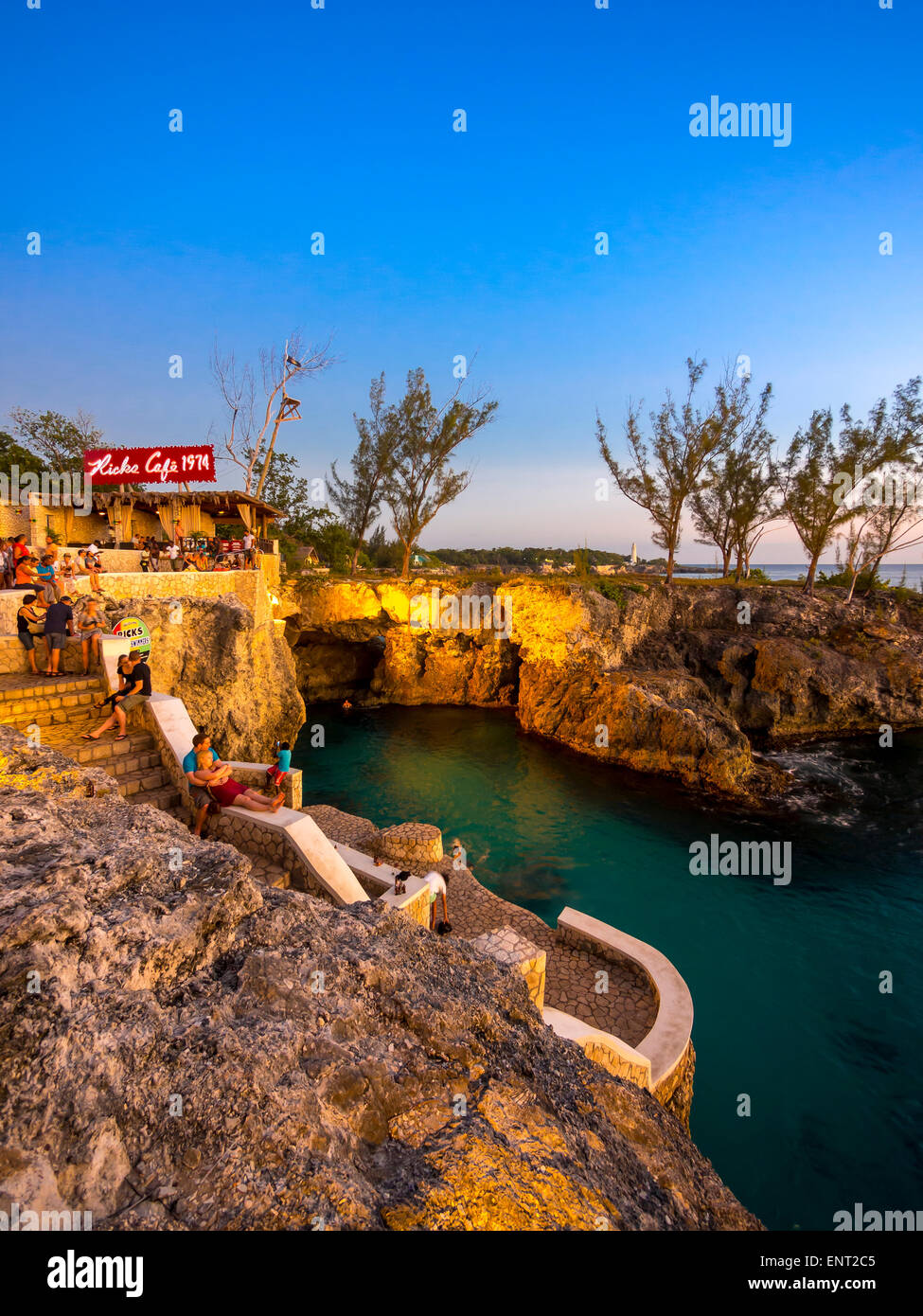 Rick's Cafe, well-known location on the beach in Negril, Region Westmoreland, Jamaica Stock Photo