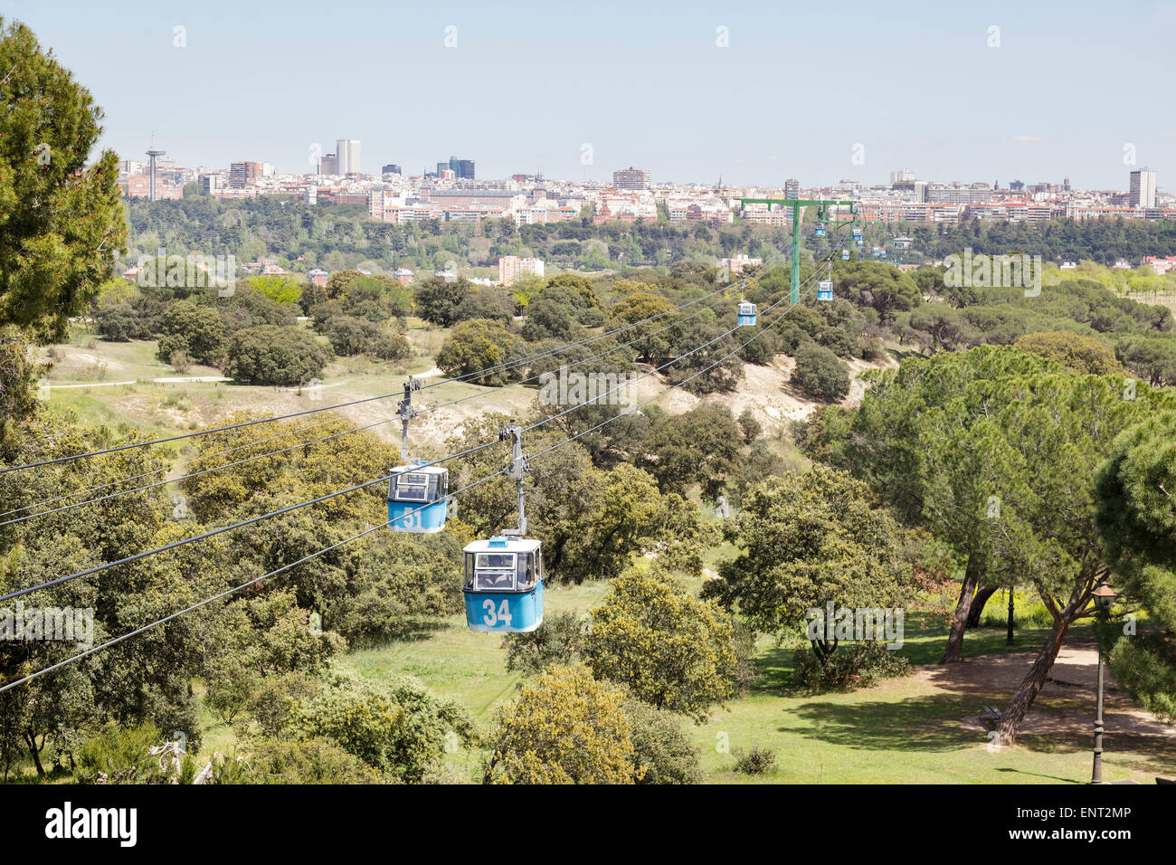 Cable cars to the Casa de Campo Park, Madrid, Spain Stock Photo