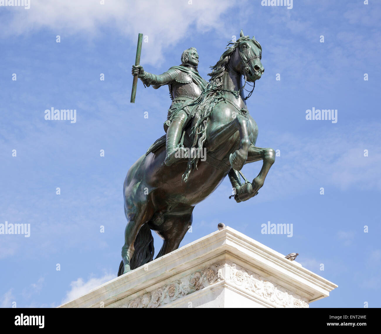 Statue of Felipe IV in Plaza de Oriente, Madrid, Spain Stock Photo