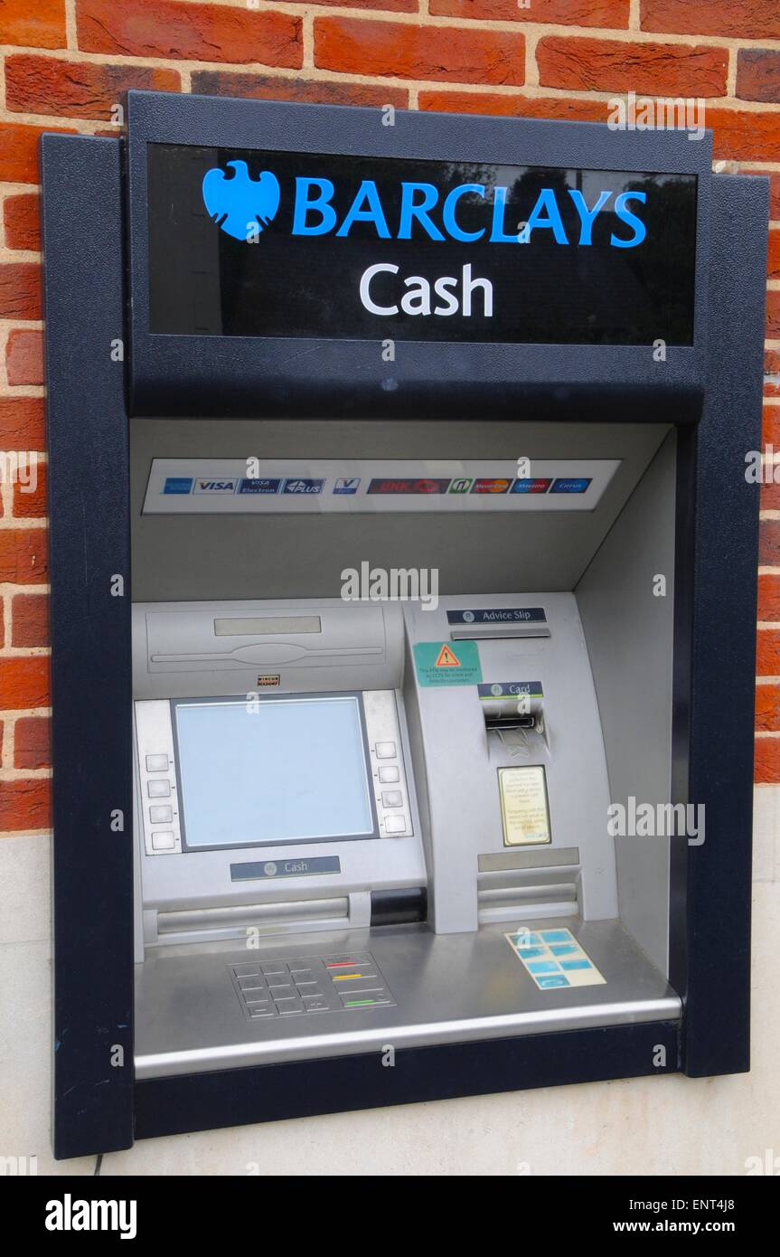 Cash dispenser ATM machine Barclays Stock Photo