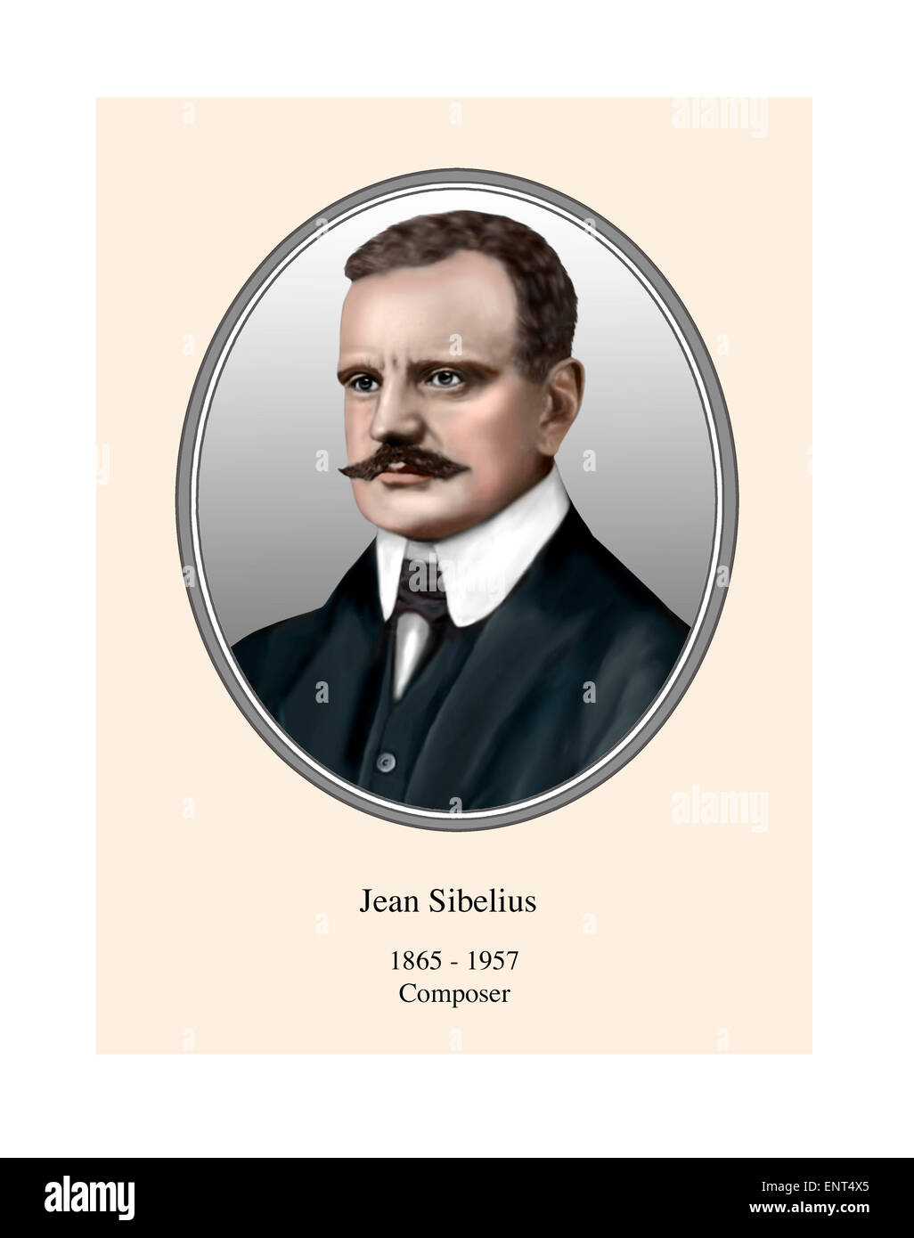 Jean Sibelius Composer Portrait Modern Illustration Stock Photo Alamy