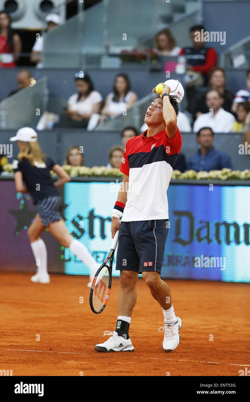 Madrid, Spain, May 9, 2015. 9th May, 2015. Kei Nishikori (JPN) Tennis : Kei Nishikori of Japan during singls semi finals match against Andy Murray of England on the ATP World Tour Masters 1000 Mutua Madrid Open tennis tournament at the Caja Magica in Madrid, Spain, May 9, 2015 . Credit:  Aflo Co. Ltd./Alamy Live News Stock Photo