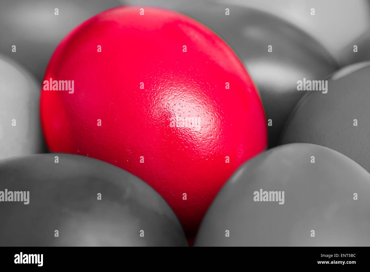 Red Easter Egg Stand Out From The Crowd Concept Stock Photo