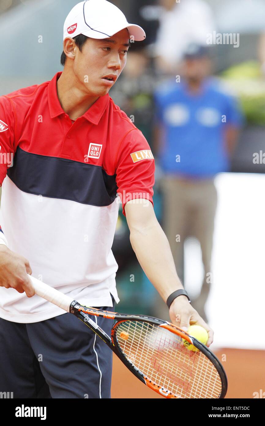 Madrid, Spain. 9th May, 2015. Madrid, Spain, May 9, 2015. 9th May, 2015. Kei Nishikori of Japan during singls semi finals match against Andy Murray of England on the ATP World Tour Masters 1000 Mutua Madrid Open tennis tournament at the Caja Magica in Madrid, Spain, May 9, 2015. Credit:  Aflo Co. Ltd./Alamy Live News Stock Photo