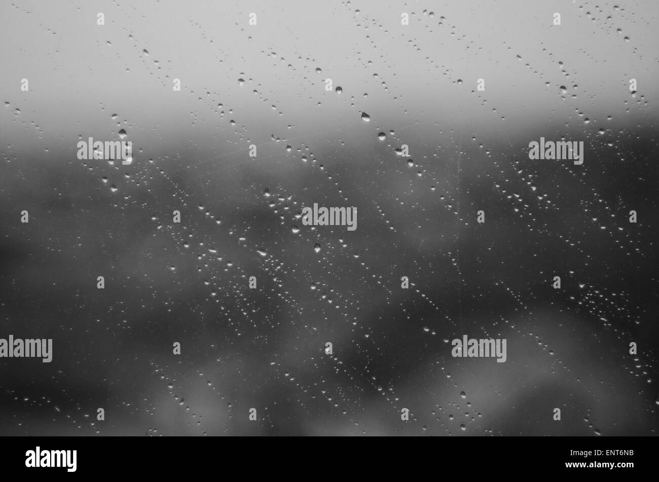 Black and white photo of the drops on the window Stock Photo