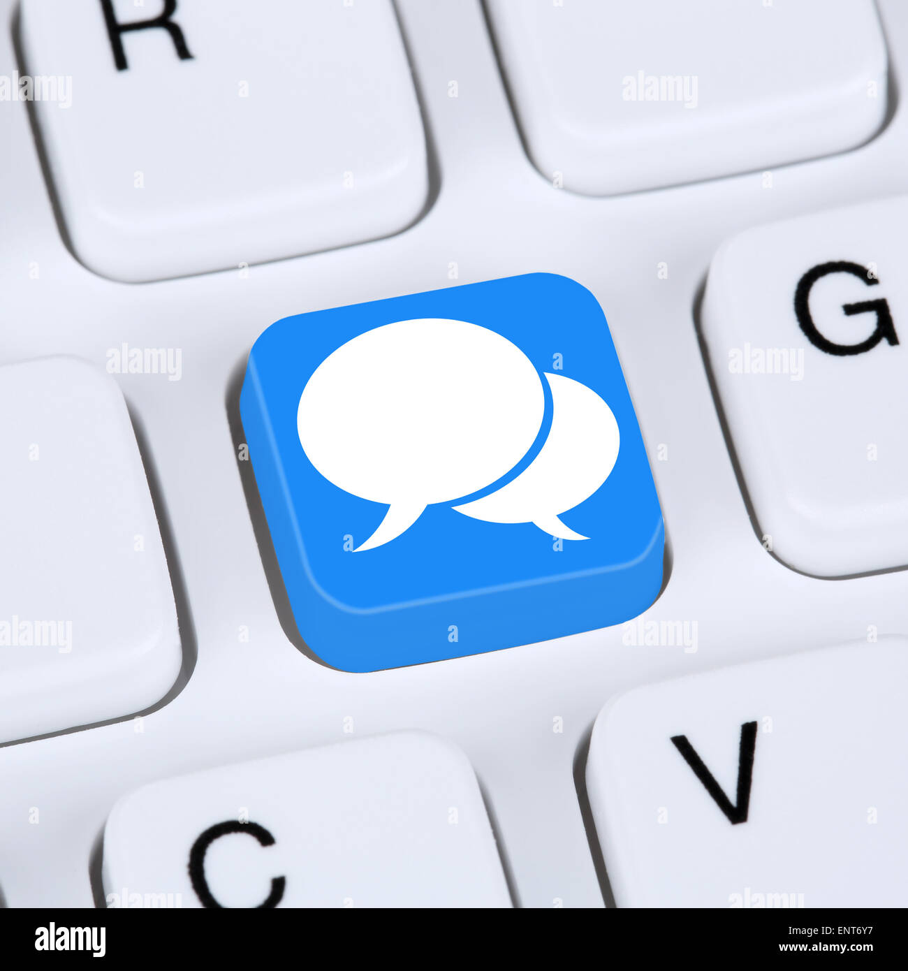 Internet concept social media or network networking online friendship on computer keyboard concept Stock Photo
