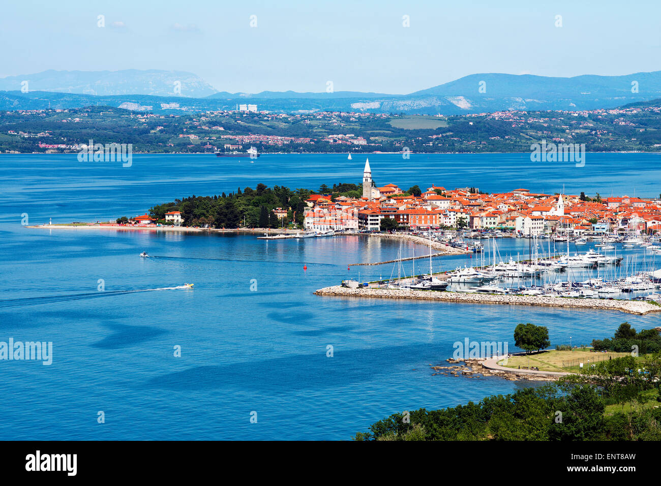 Beautiful coast town Izola - Slovenia from above Stock Photo