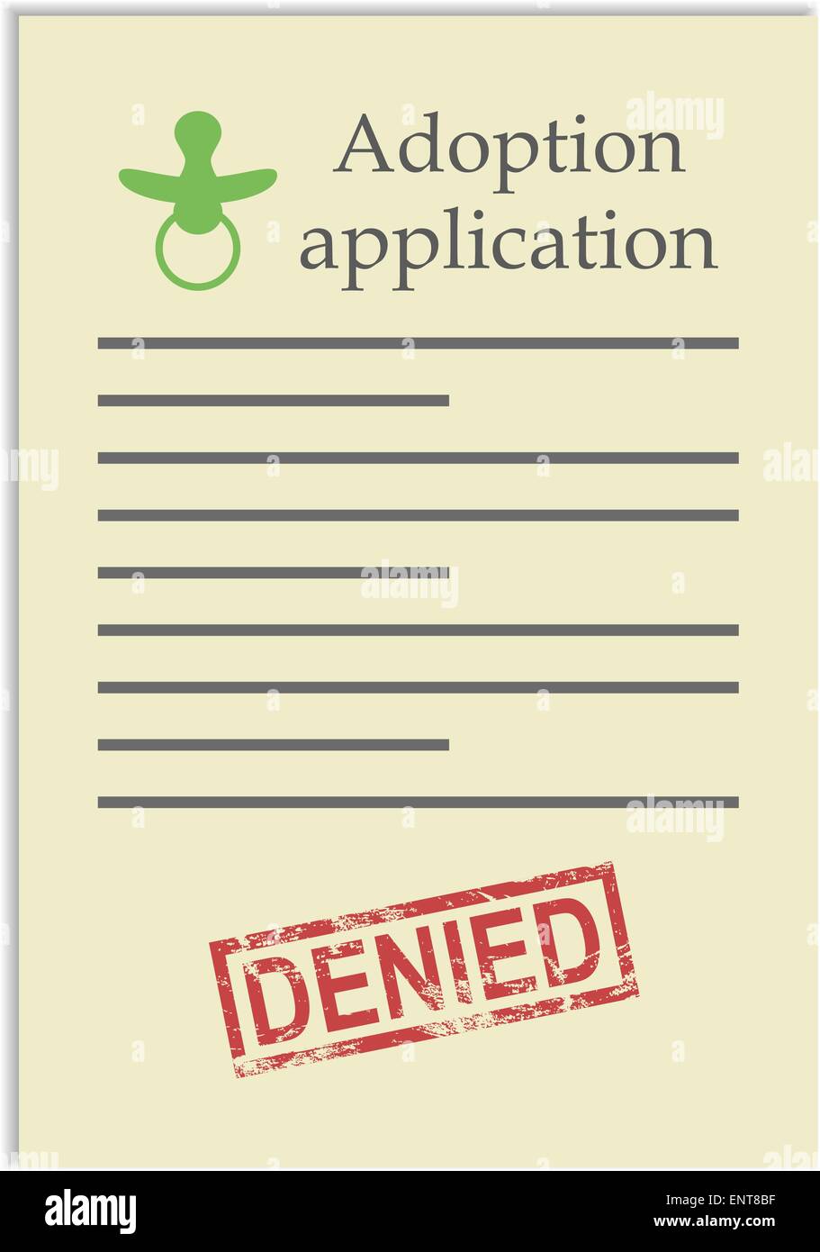 Adoption application with denied stamp Stock Vector