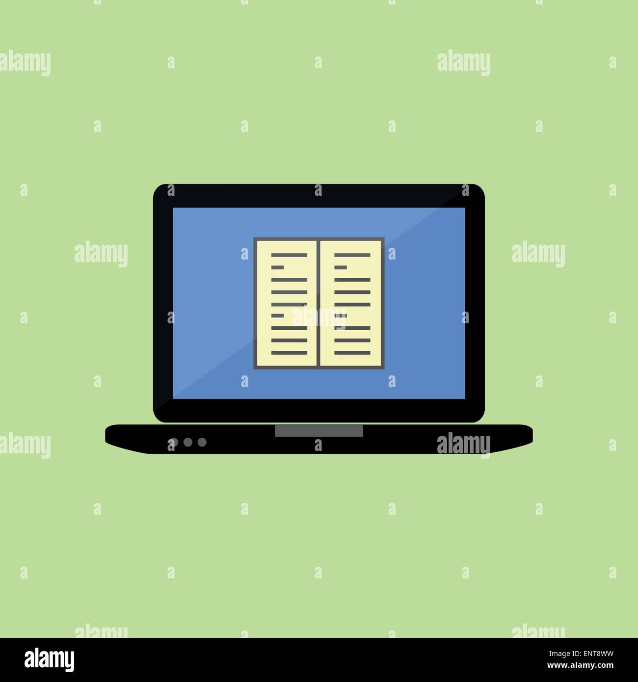 Flat style laptop  with book Stock Vector