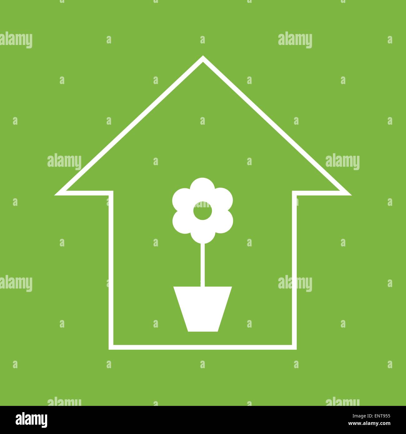 House with plant. White on green Stock Vector Image & Art - Alamy