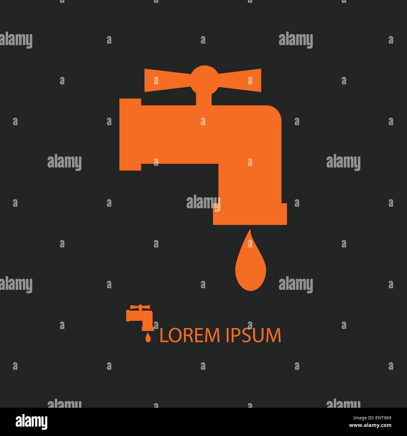 Orange tap with water drop on black Stock Vector