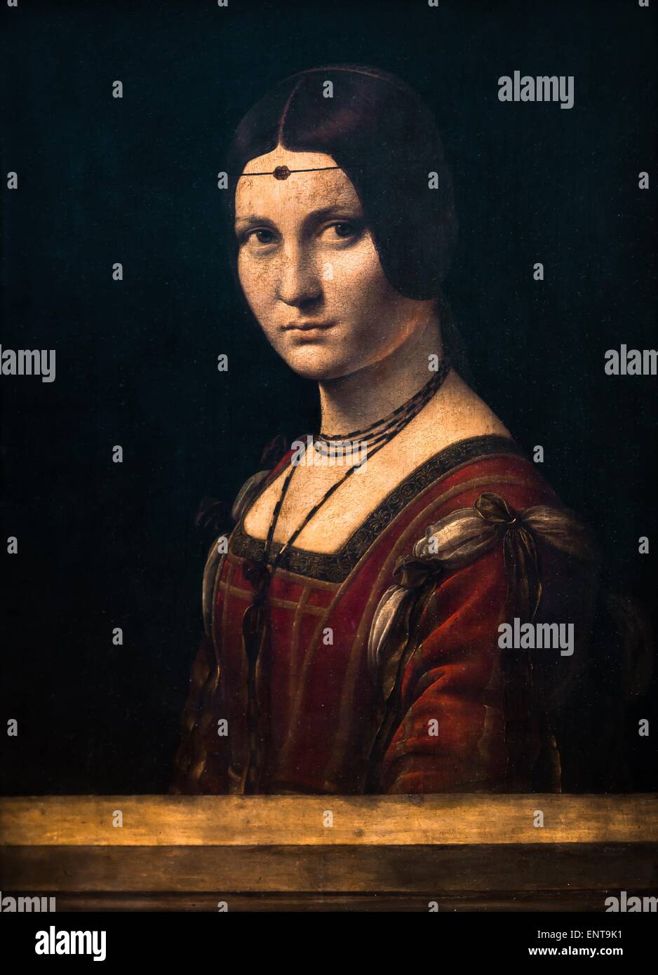 Portrait of woman called La Belle Ferronniere Oil on panel 26/09/2013 - XVth century Collection Stock Photo