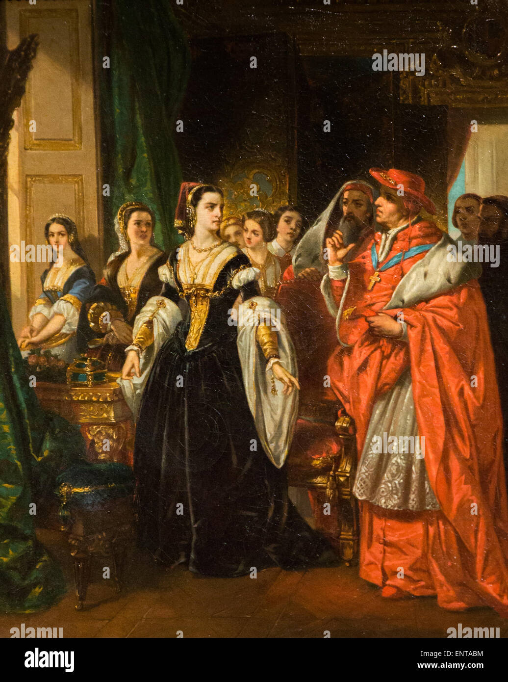 ActiveMuseum 0005942.jpg / The divorce of Henri VIII. The cardinal Wolsey  preventing Catherine of Aragon 05/12/2013  -   / 19th century Collection / Active Museum Stock Photo