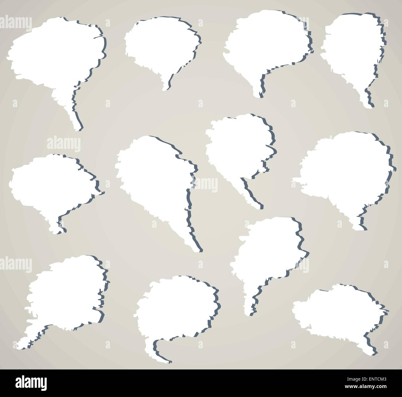 White vector speech bubbles with shadow like clouds on brown background ...