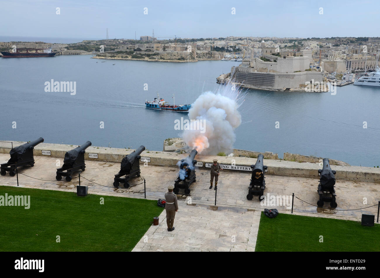 Saluting Battery Grand Harbour Valletta Malta Stock Photo
