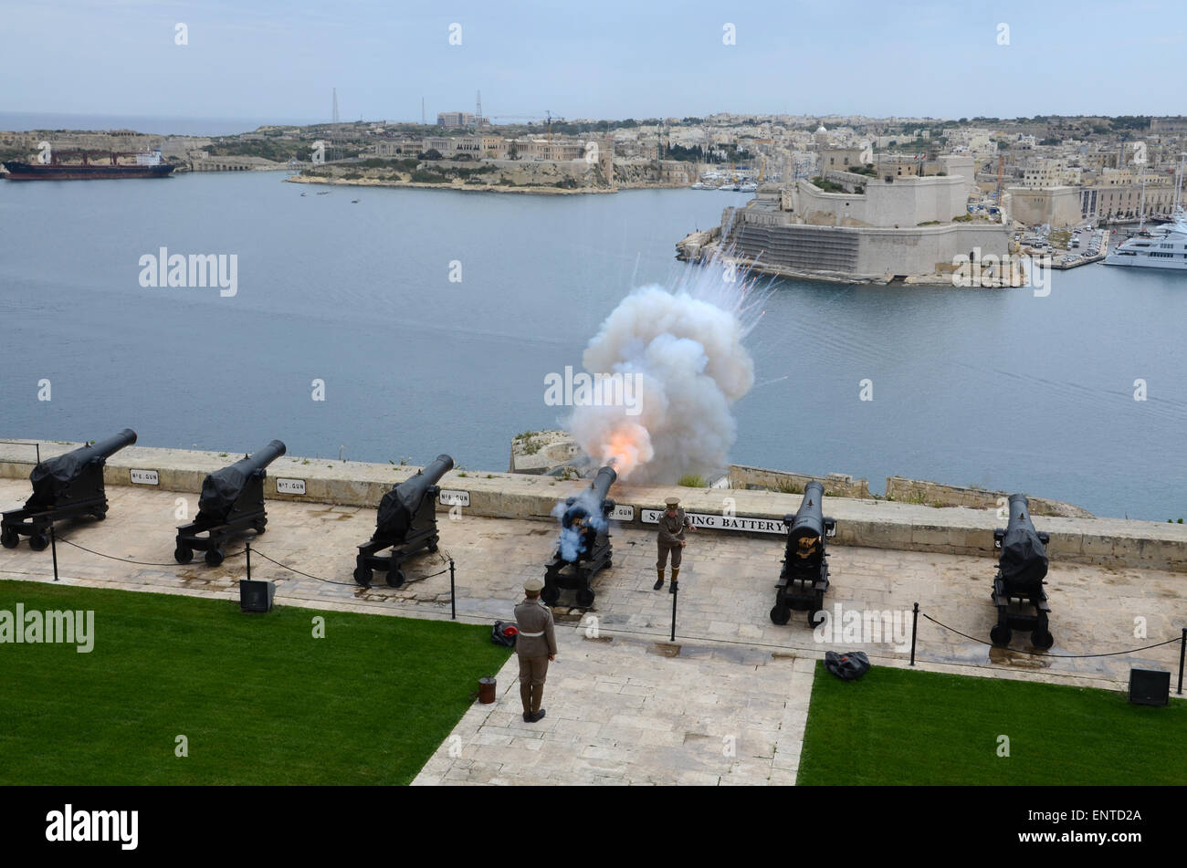 Saluting Battery Grand Harbour Valletta Malta Stock Photo