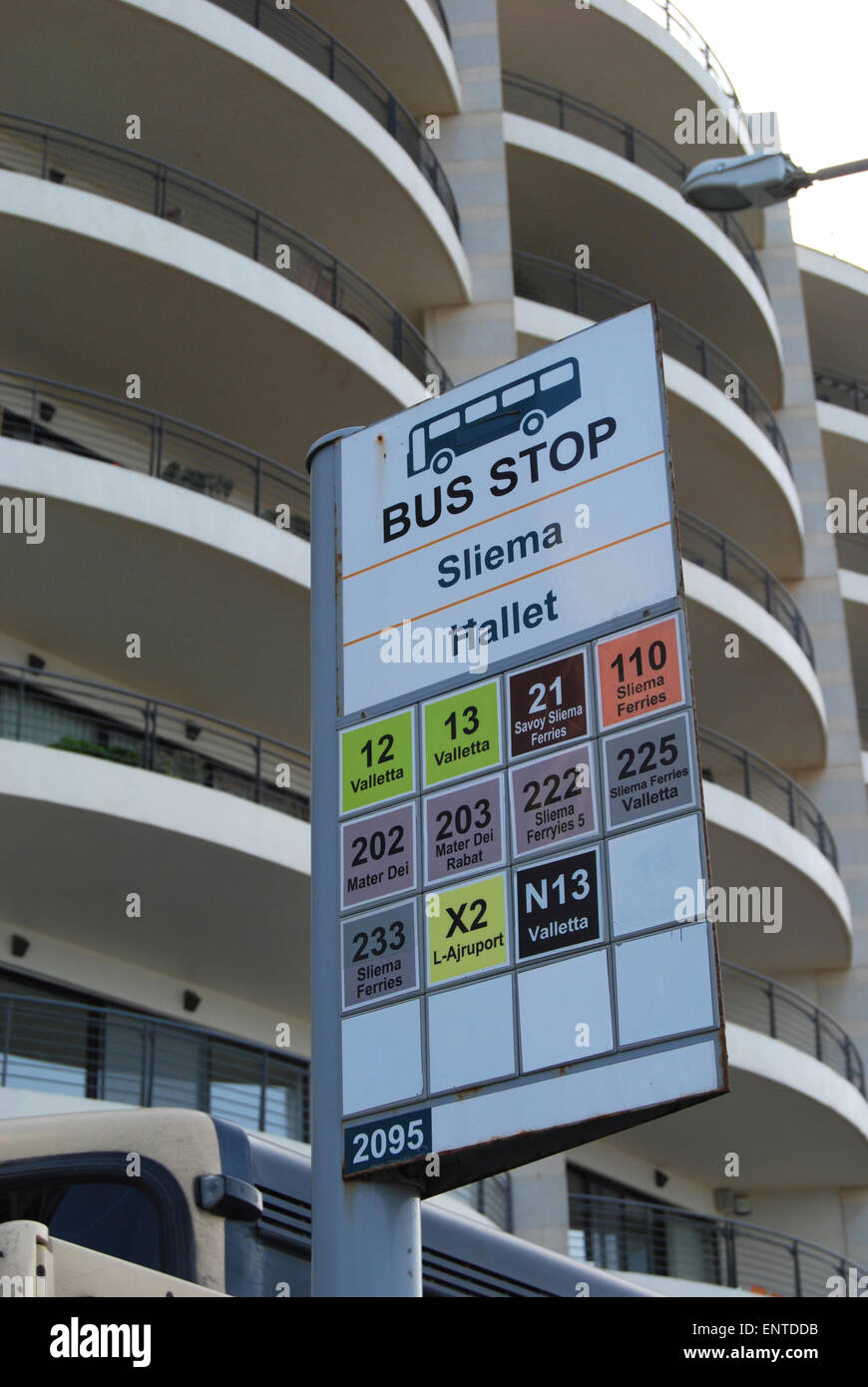 bus stop in Sliema Malta, Europe Stock Photo