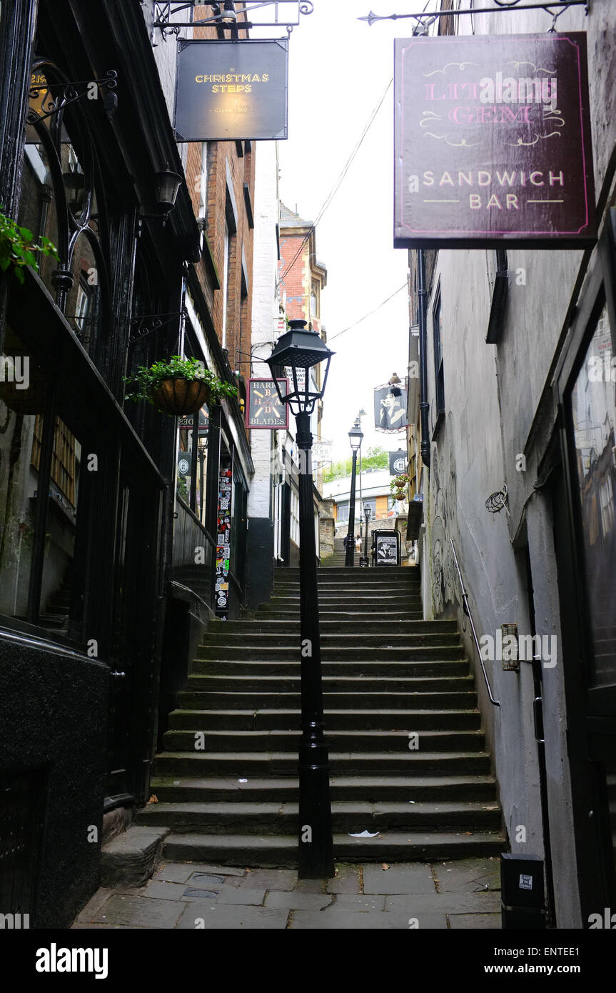 The Christmas steps in the center of Bristol in the United Kingdom