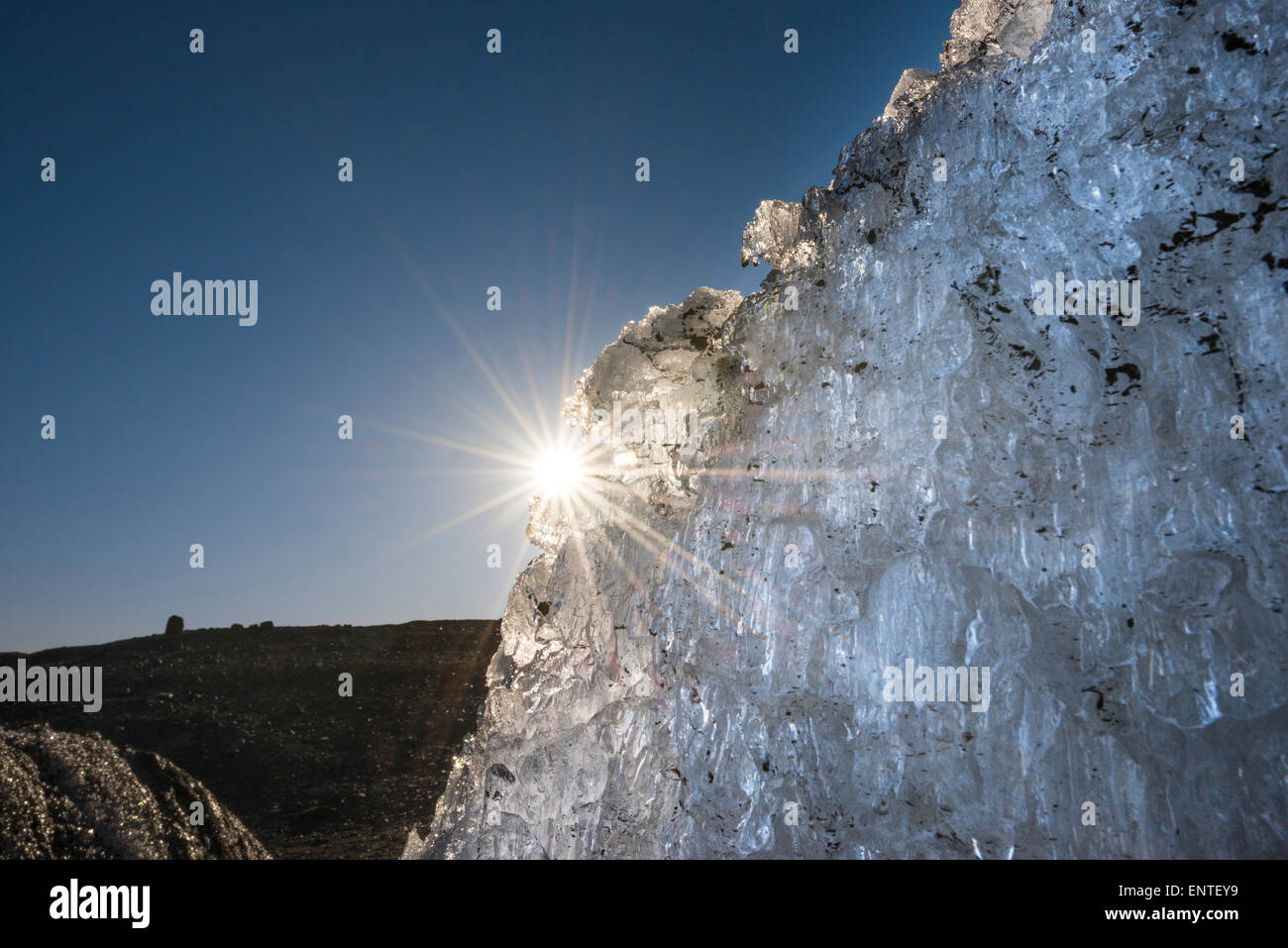 Backlit ice with sunlight, Iceland Stock Photo