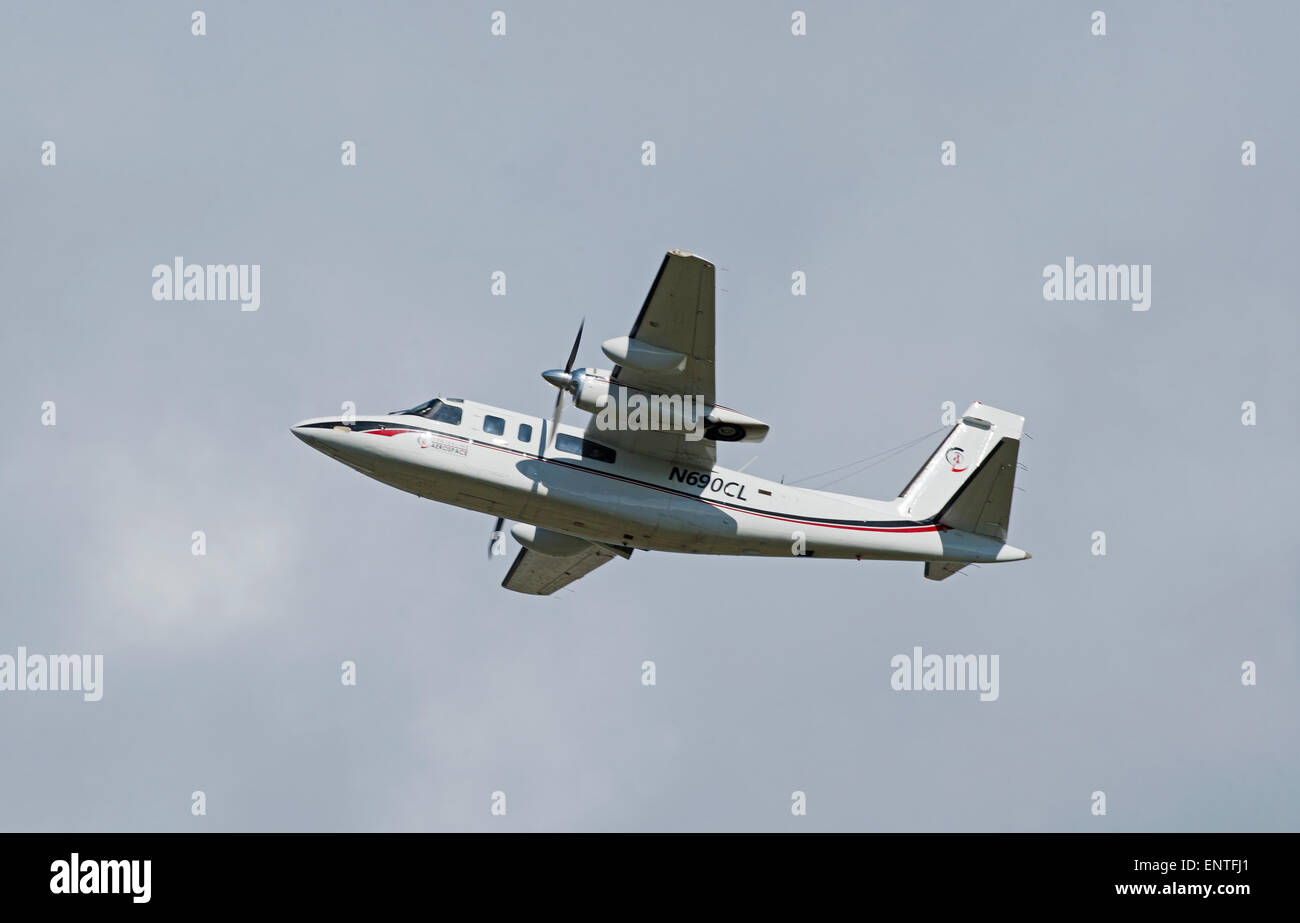 Rockwell 69A Turbo Commander Aircraft departing Inverness dalcross airport.  SCO 9780. Stock Photo