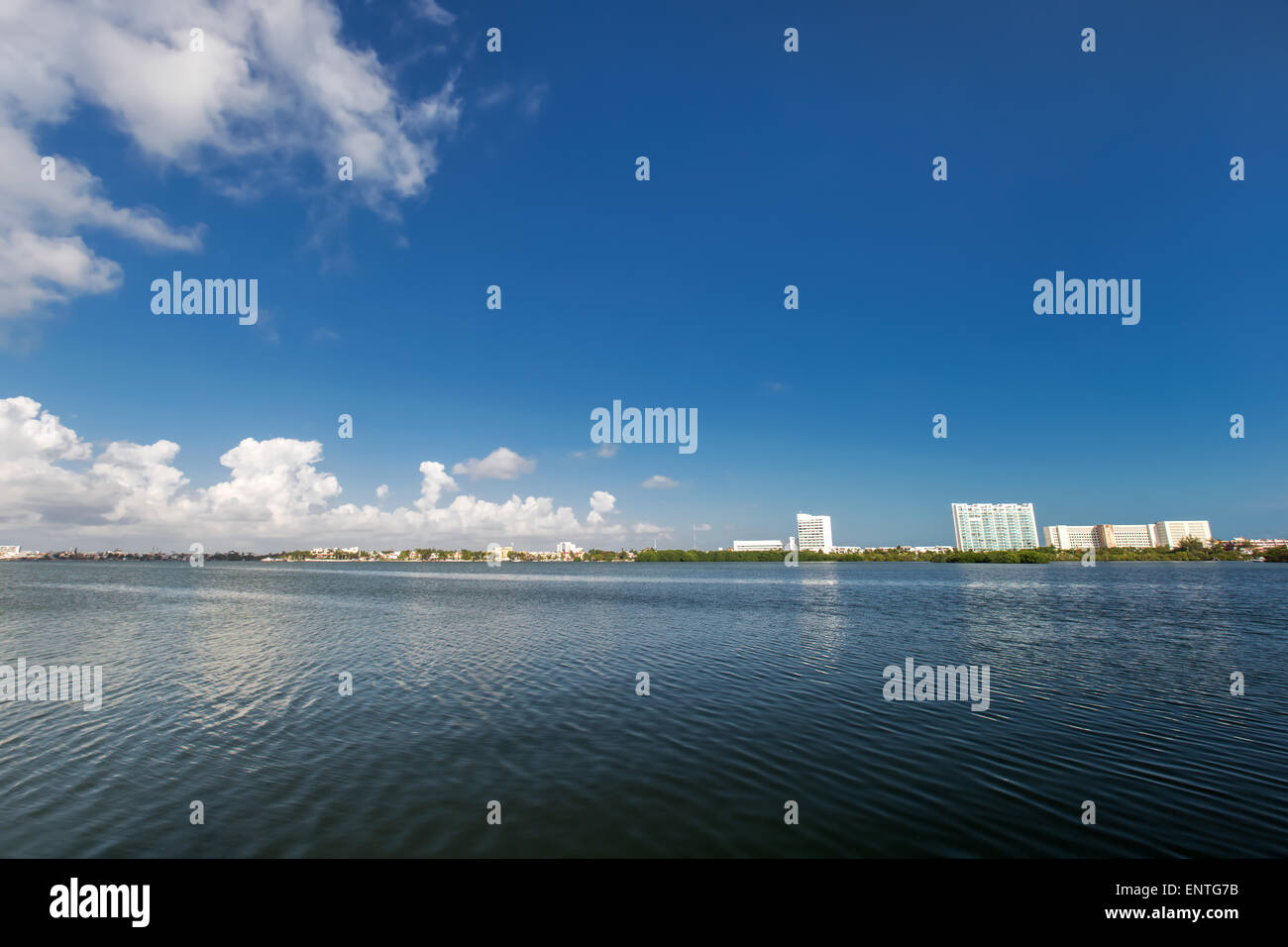 Caribbean city panorama view, Cancun Stock Photo