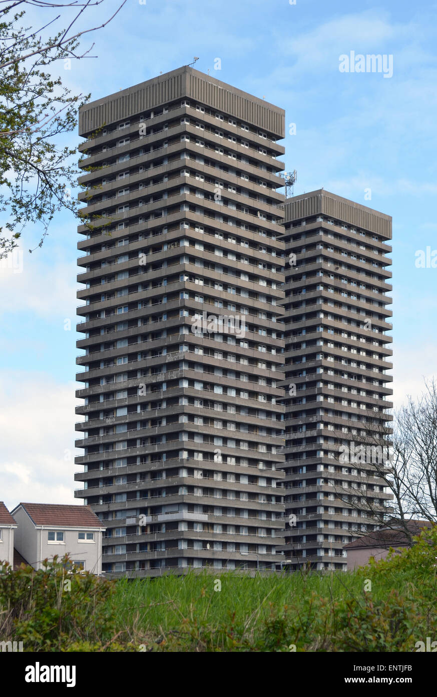 Scotland's tallest residential high-rise flats. The Whitevale and Bluevale flats, in the Gallowgate Stock Photo