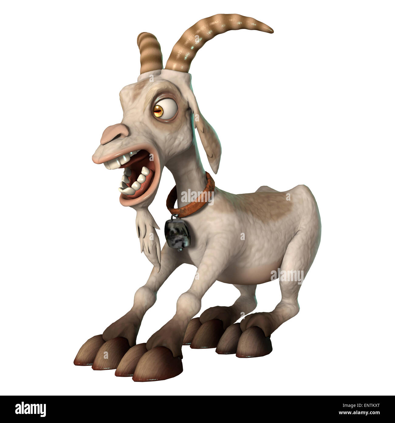 3D digital render of a cartoon goat shocked isolated on white Stock