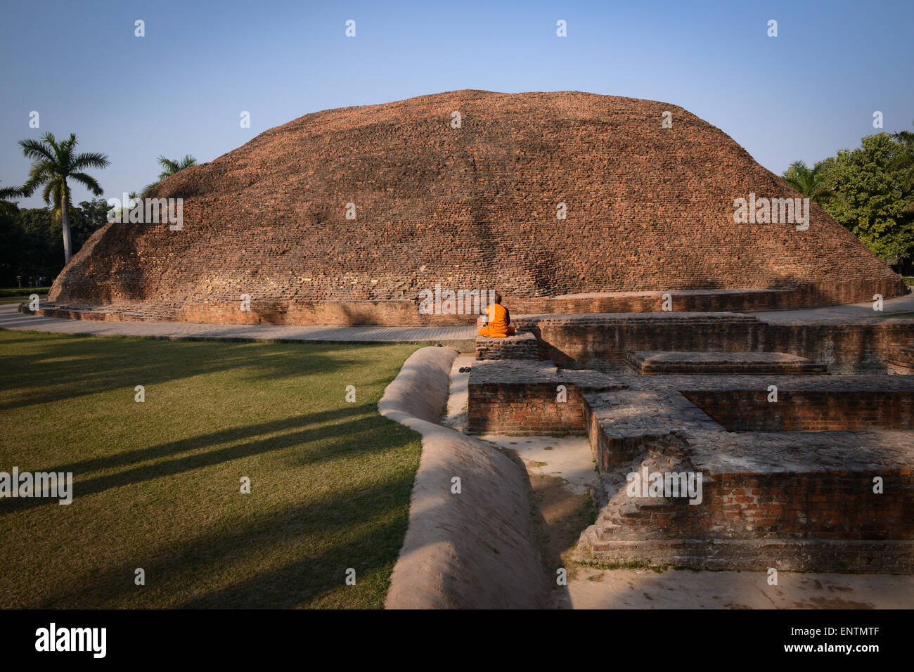 The holy Buddhist city of Kushinagar, in northern India.  The place where the Buddha died. Stock Photo