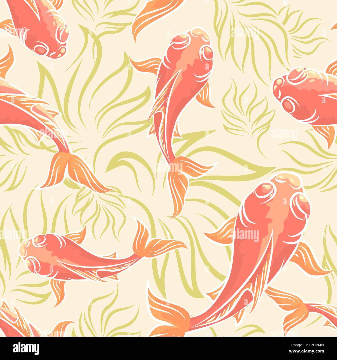 Seamless pattern with fishes and seaweed Stock Vector Image & Art - Alamy
