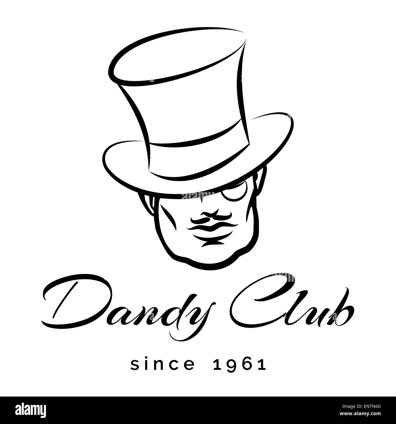 Dandy or Gentlemen Club logo or emblem. Only free fonts used. Isolated on white backround. Stock Vector