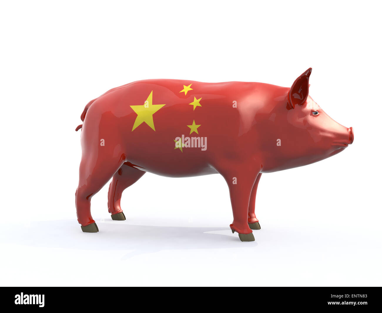pork colored with china flag, isolated 3d illustration Stock Photo