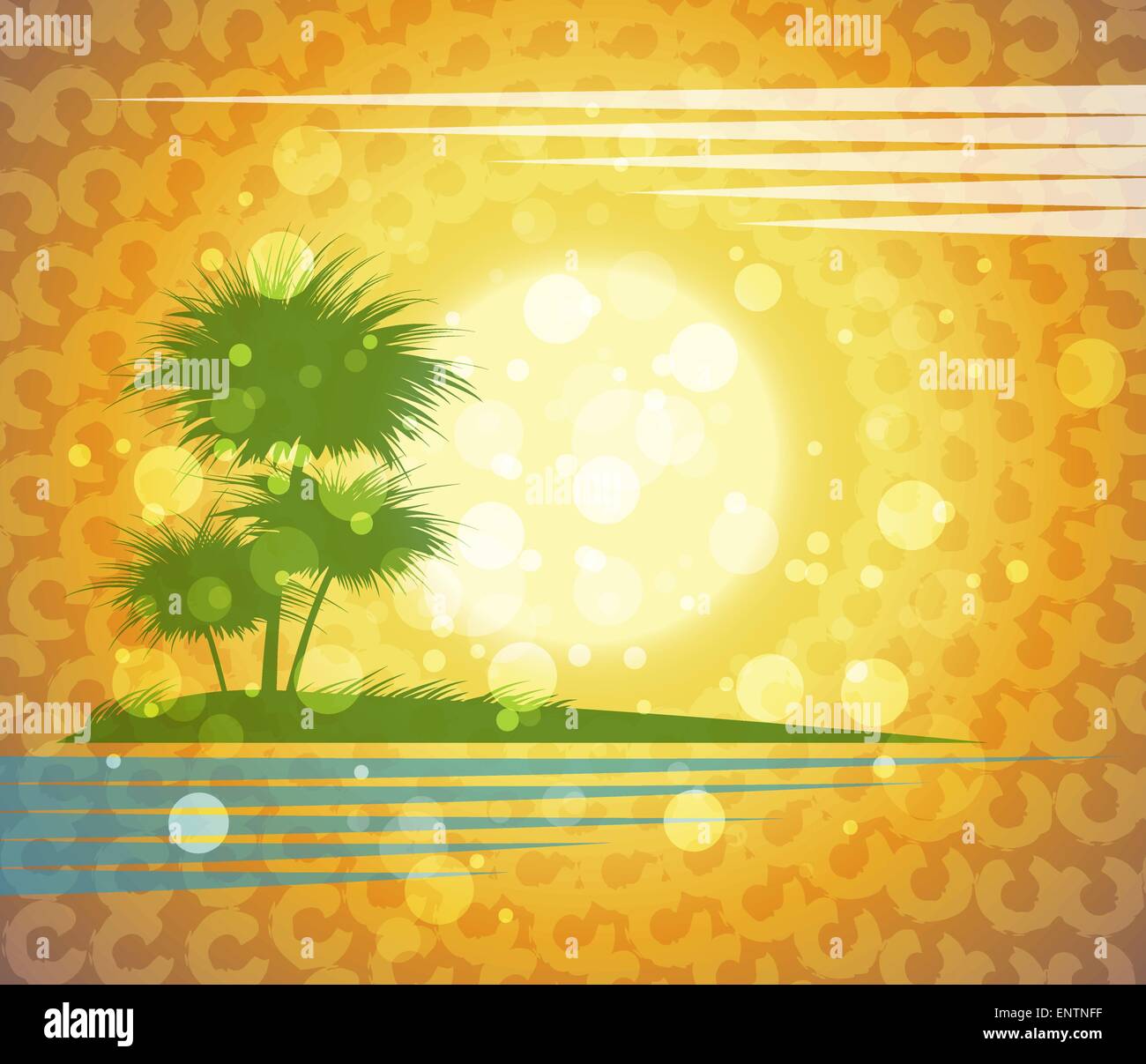 Palm trees on a tropical seashore against sunset Stock Vector Image ...