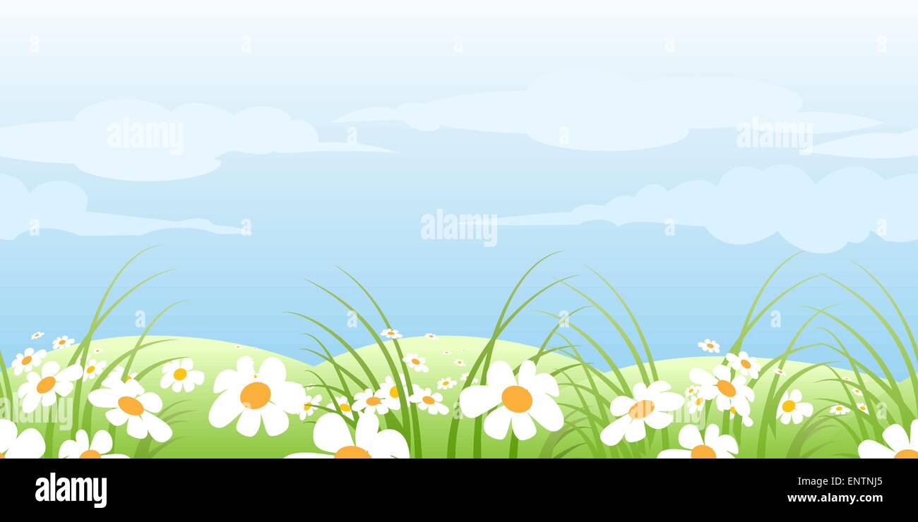 horizontal seamless pattern with green summer meadow Stock Vector Image ...