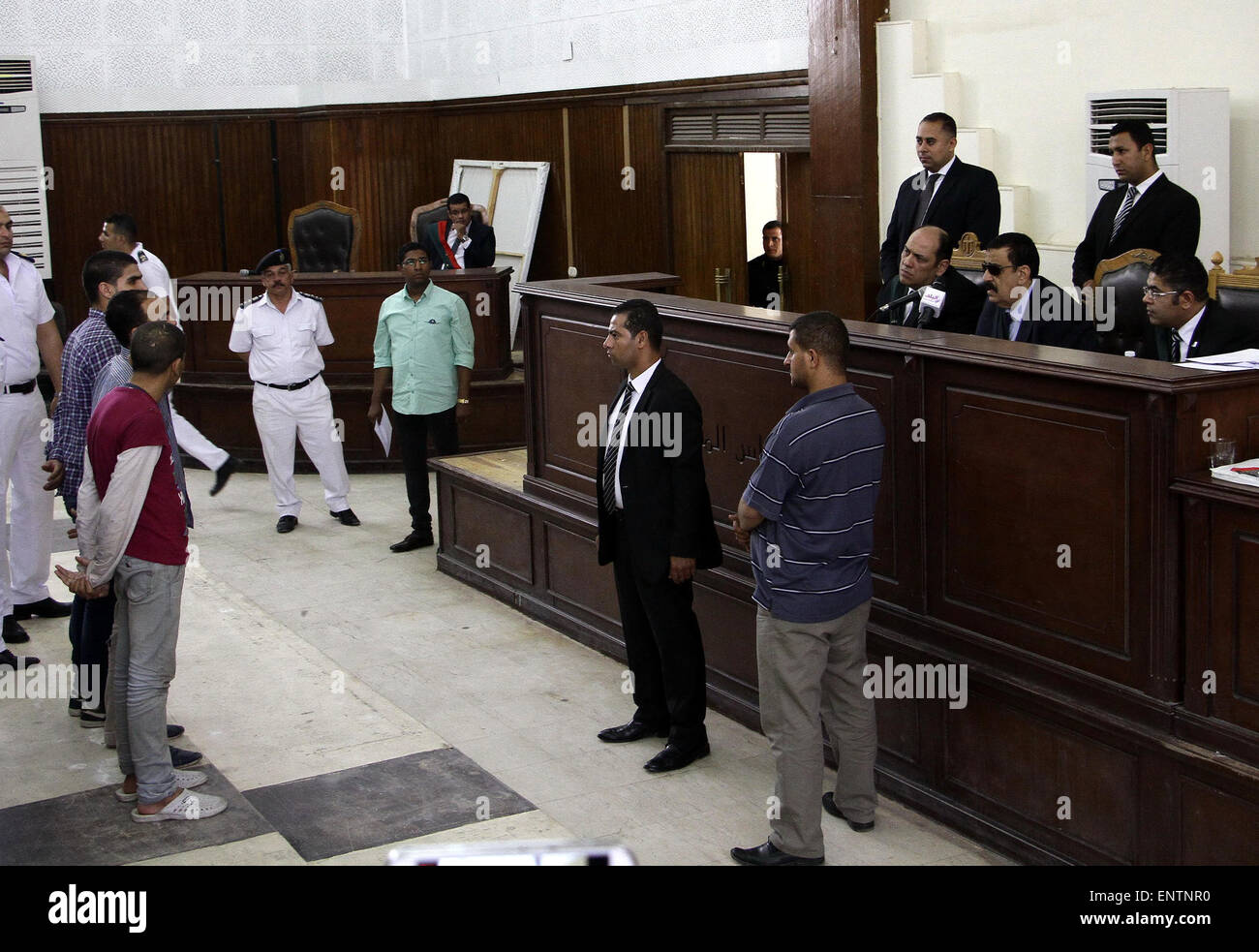 Cairo, Egypt. 11th May, 2015. The judge speaks to the defendants in the ...