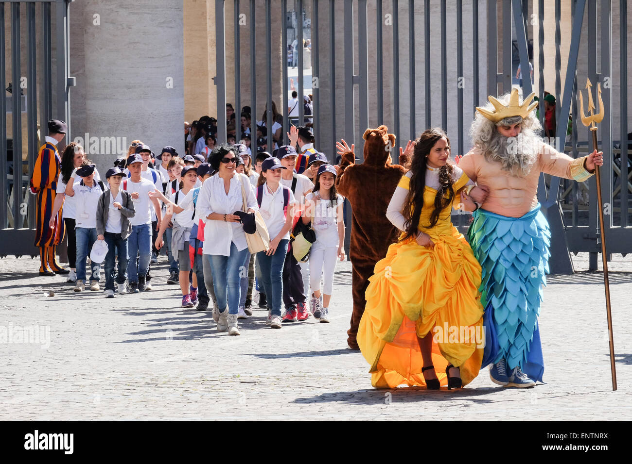 Vatican City. 11th May, 2015. Disney characters welcome the childrens of the 'Factory of Peace' (laFabbrica della Pace) - Nervi Hall, 11th May 2015 Credit:  Realy Easy Star/Alamy Live News Stock Photo