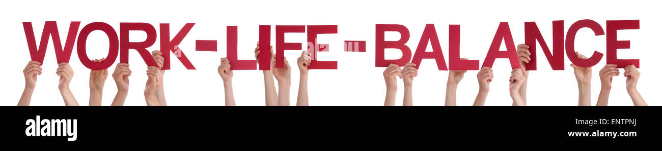 Hands Holding Red Straight Word Work Life Balance Stock Photo - Alamy