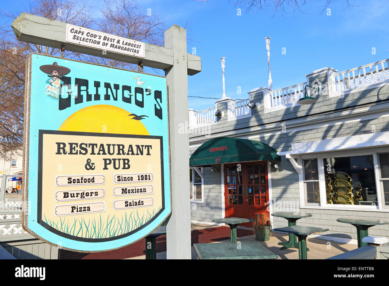 Hyannis Port Cape Cod Massachusetts. Gringo's Restaurant and Pub eatery. Stock Photo
