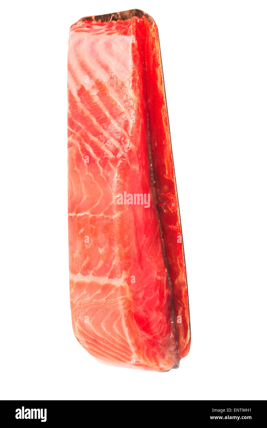 piece of red fish fillet isolated on white Stock Photo - Alamy