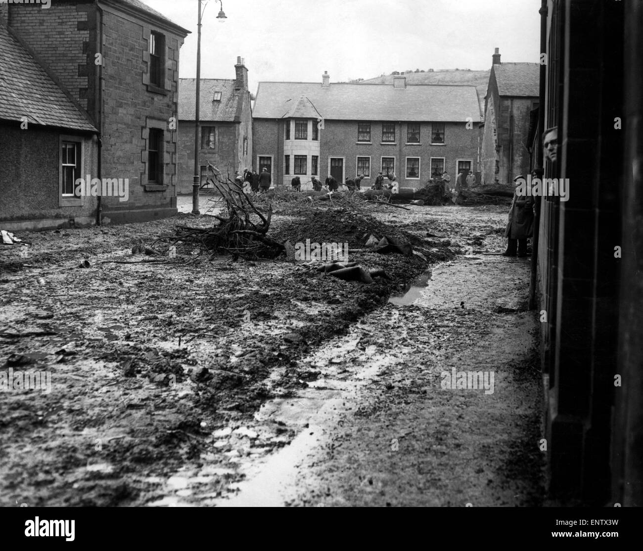 Flooding in Union Street, Newmilns and Greenholm, a small burgh in East