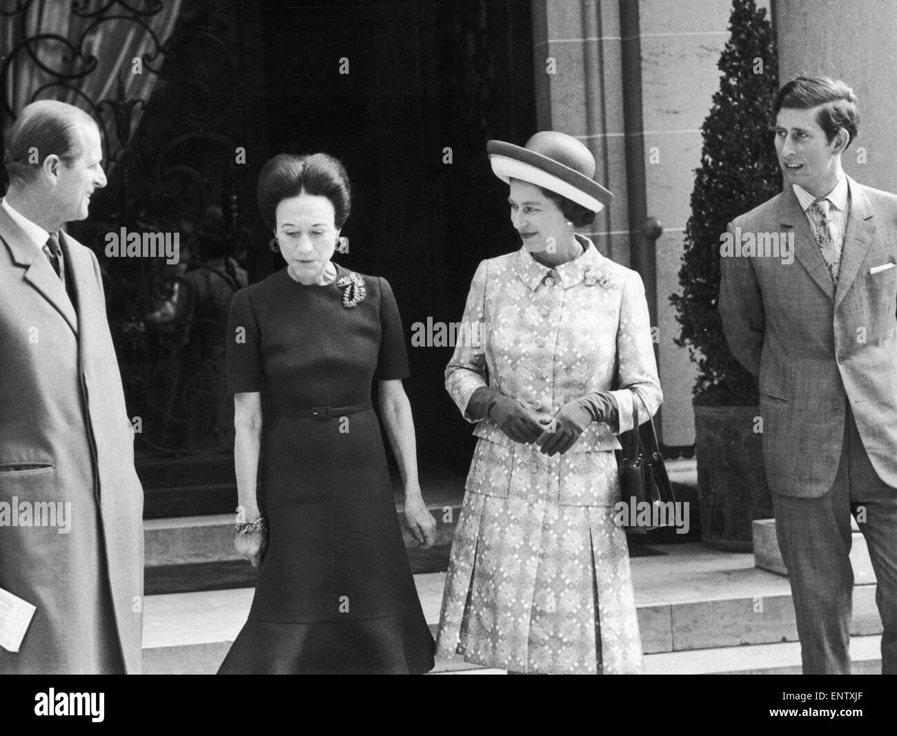 The Queen and The Duke of Edinburgh with Prince Charles and Duchess of Windsor in France. 30th May 1972. Stock Photo