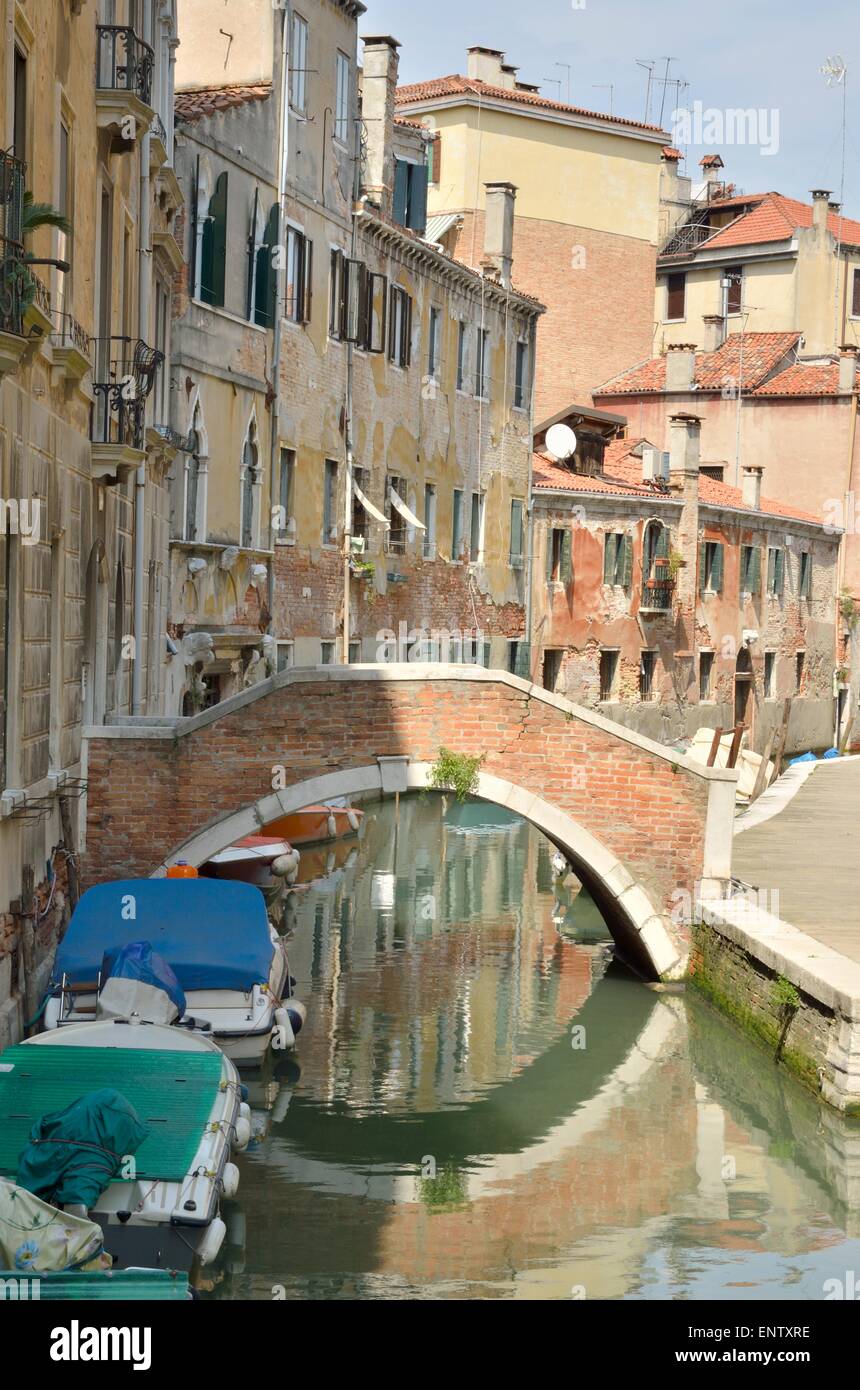 Old houses built a small canal located in Santa Croce, one of the six