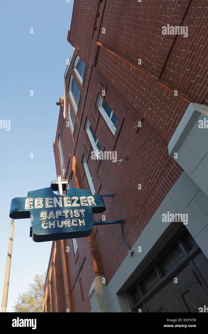 The original Ebenezer Baptist Church, home parish of Martin Luther King, Historic Fourth Ward, Atlanta, Georgia, USA Stock Photo
