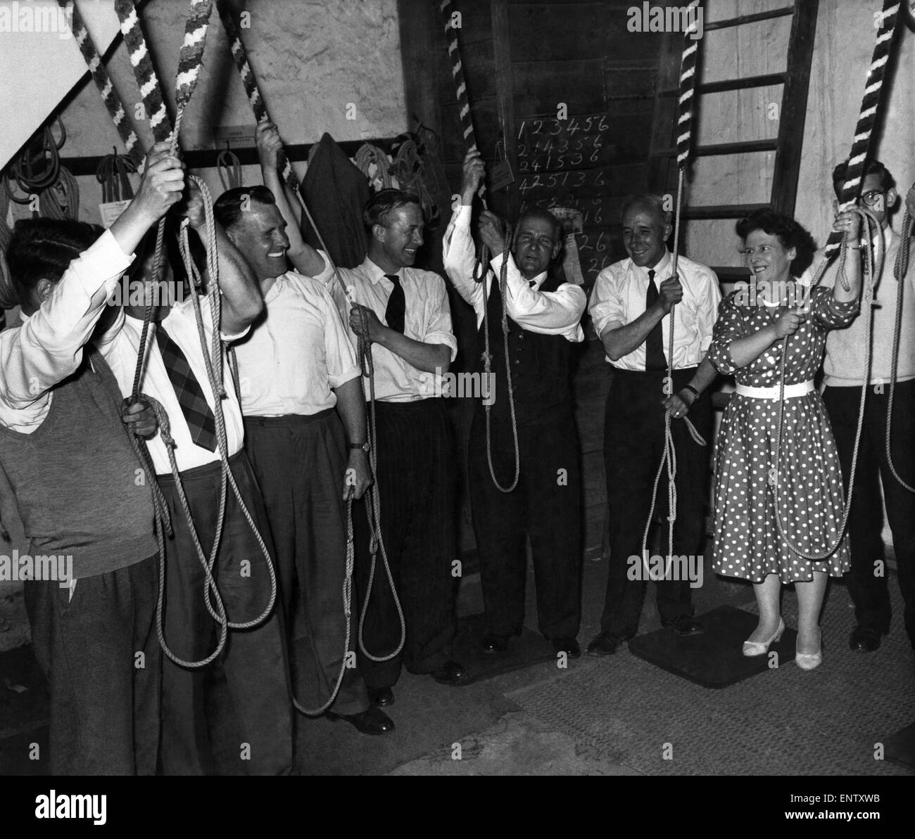 Bellringer at St Peters Church in Iver Buckingshire. 27th June 1962 Stock Photo