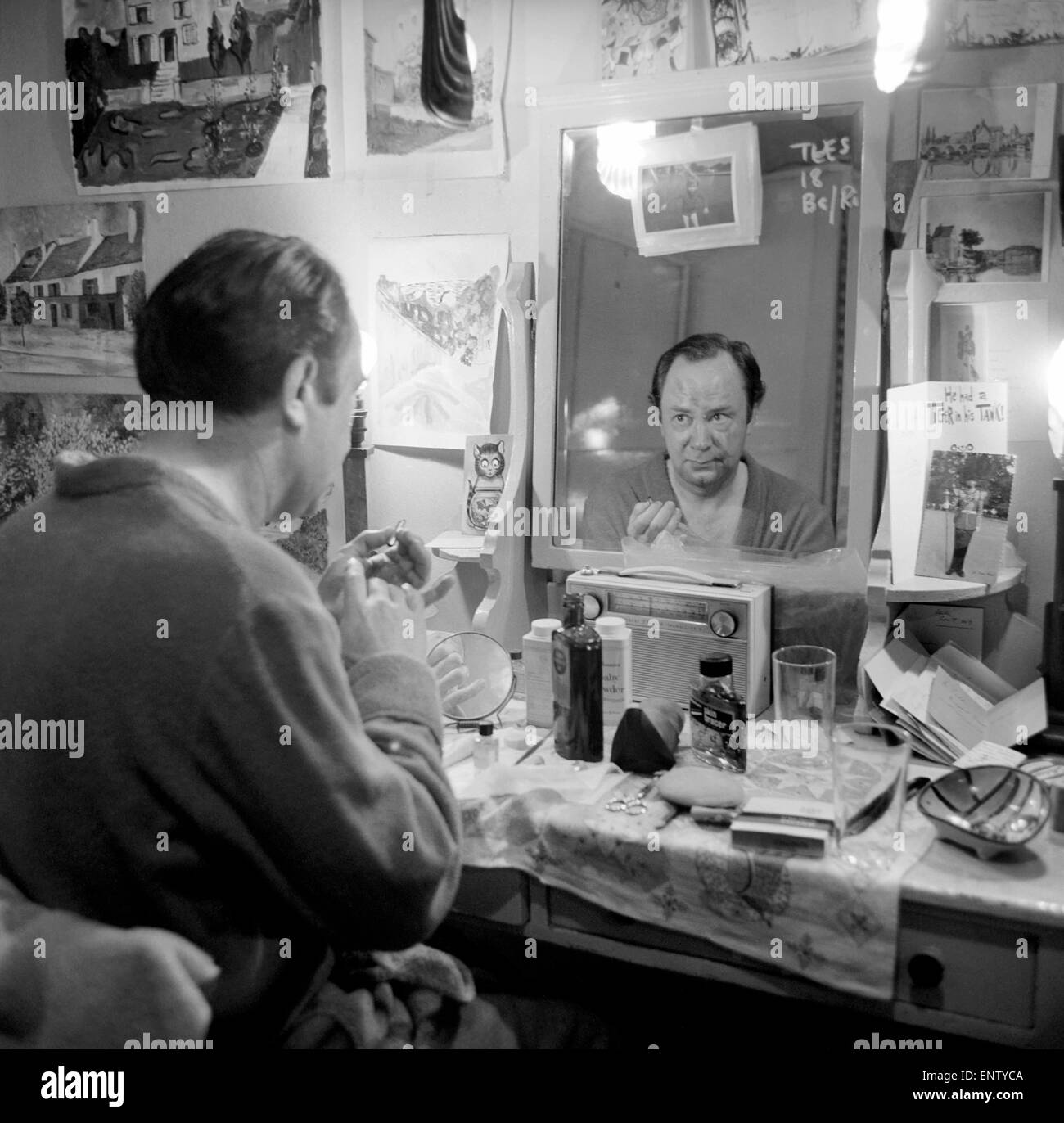 Actor Peter Sallis seen here getting made up. Circa 1965 Stock Photo