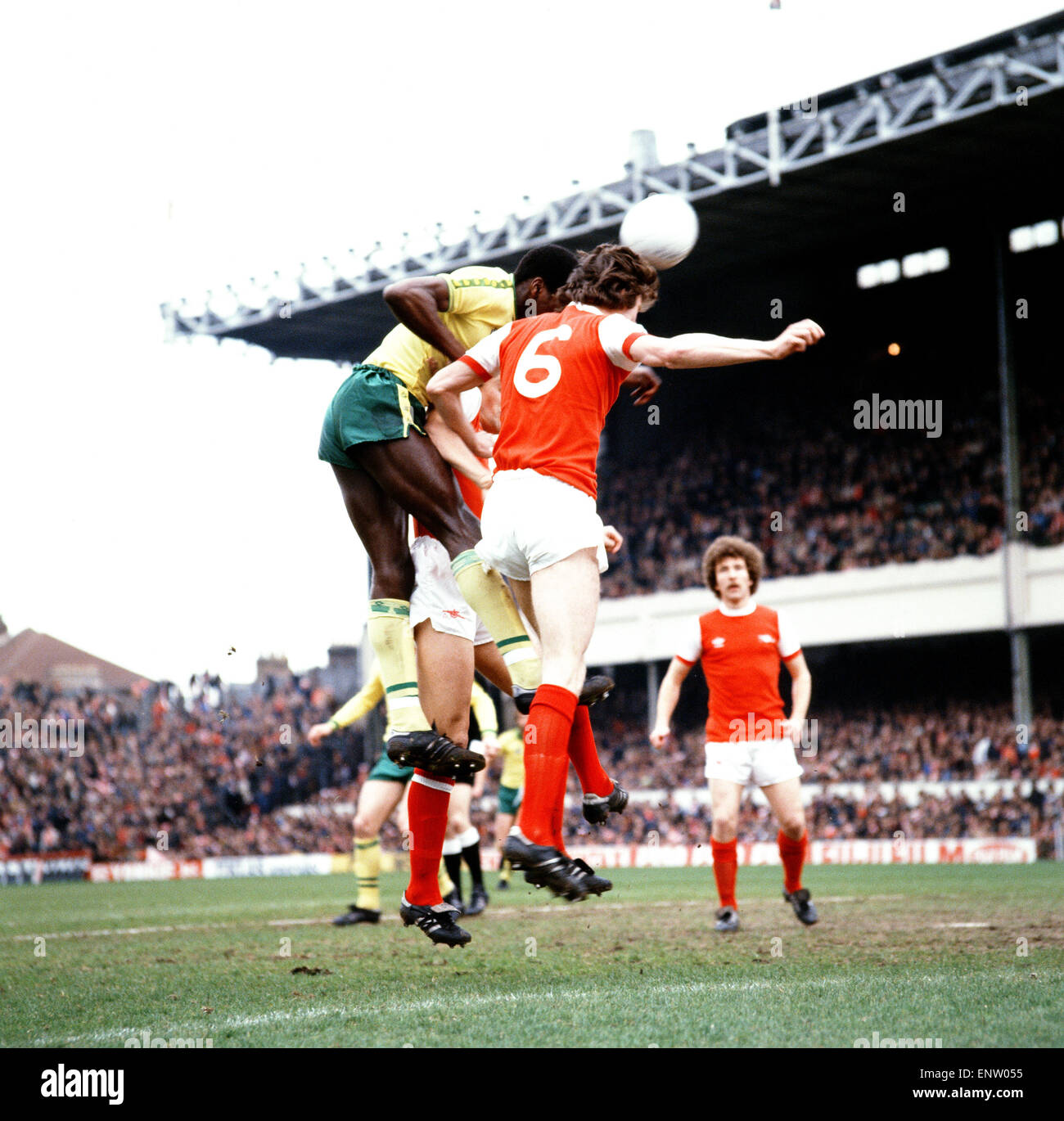 Arsenal v. Norwich. Justin Fashanu and Sammy Nelson. 28th April 1978. Stock Photo