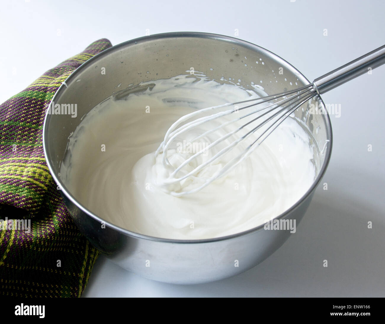 Bowl of whipped cream. Stock Photo