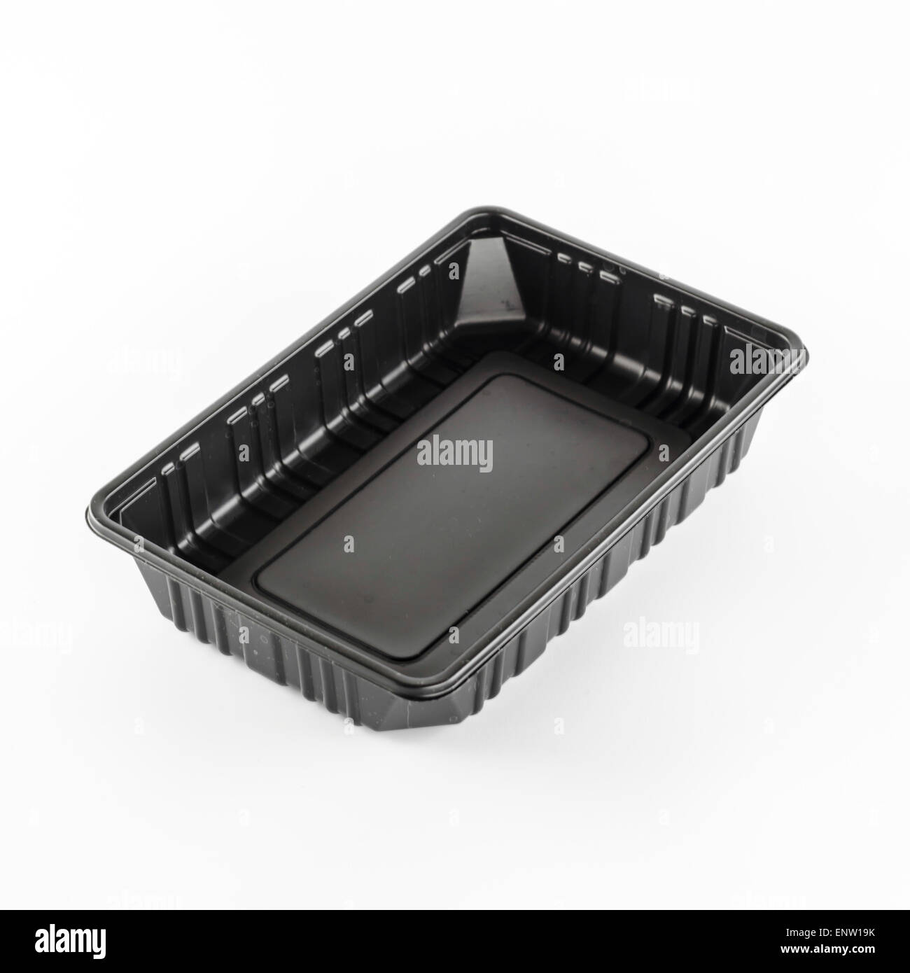 black plastic tray on a white background Stock Photo - Alamy