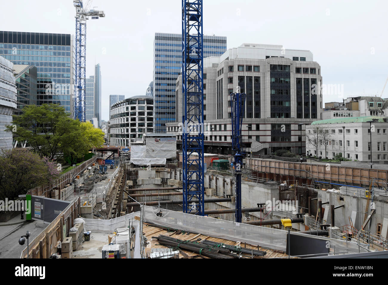 View of construction site at One London Wall Place in the City of