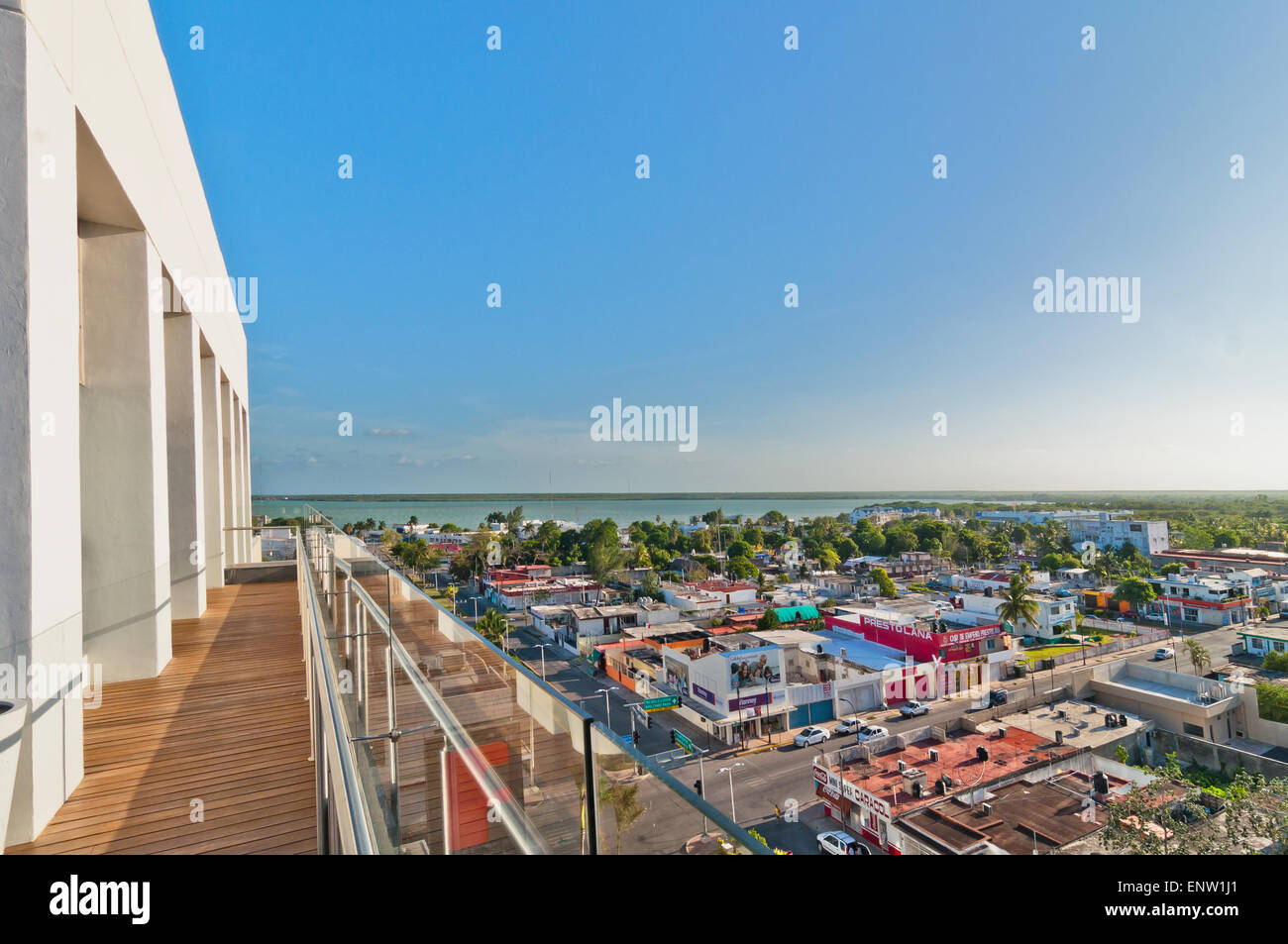 Chetumal, Mexico - April 26, 2014: panoramic view of downtown in Chetumal, Mexico. Chetumal is an important port and operates as Stock Photo